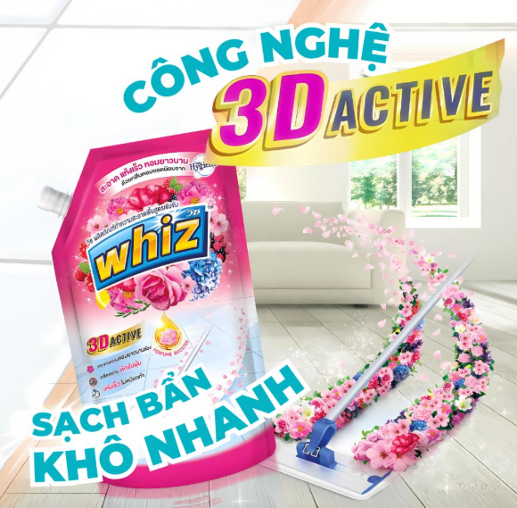 Nước Lau Sàn Whiz Hồng 650ml - Ảnh 2