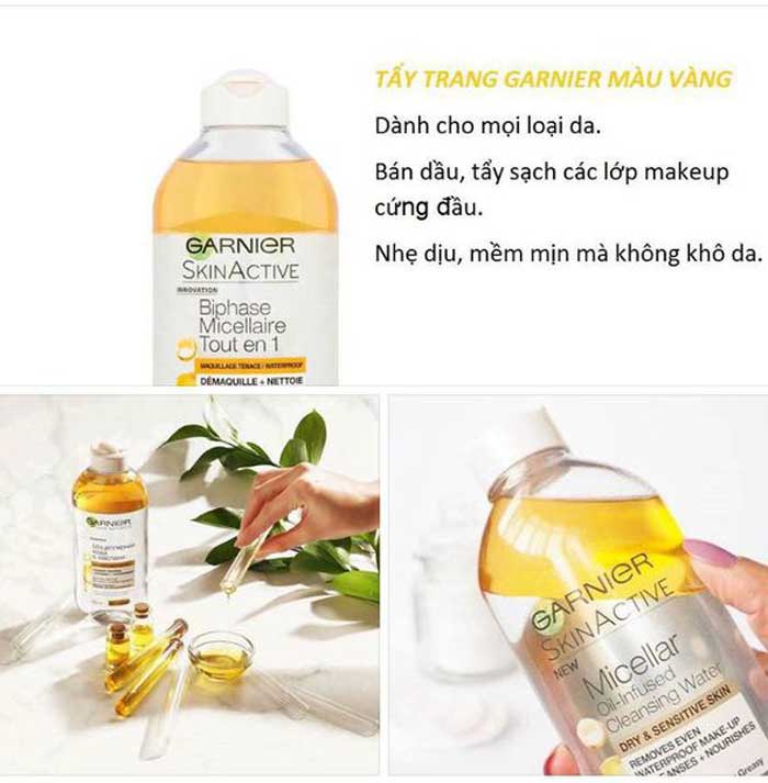 Nước Tẩy Trang Garnier Micellar Cleansing Water Màu Vàng 400ml – Sạch Cặn Trang Điểm - Ảnh 3