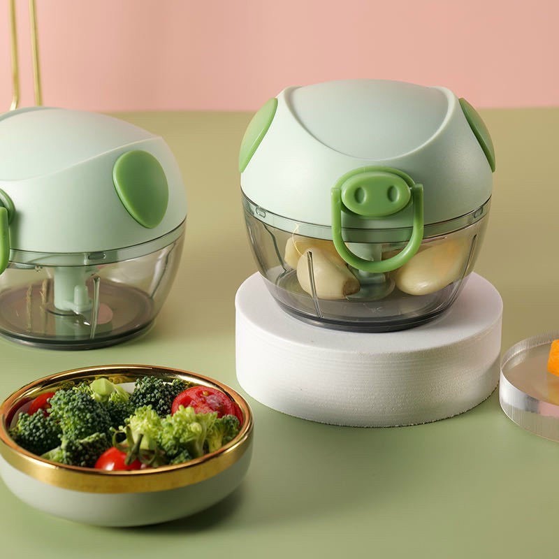 Máy Xay Tỏi Ớt Kéo Tay Hình Lợn Xanh Mẫu Mới - Ảnh 3