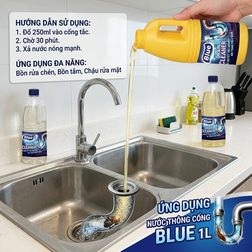 Nước Thông Cống Blue 1L - Ảnh 2