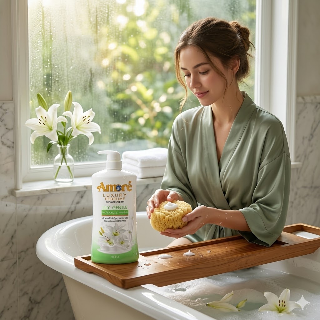 Sữa Tắm Nữ Amore’ Lily Gentle 1L (Xanh Lá) Thái Lan - Ảnh 2