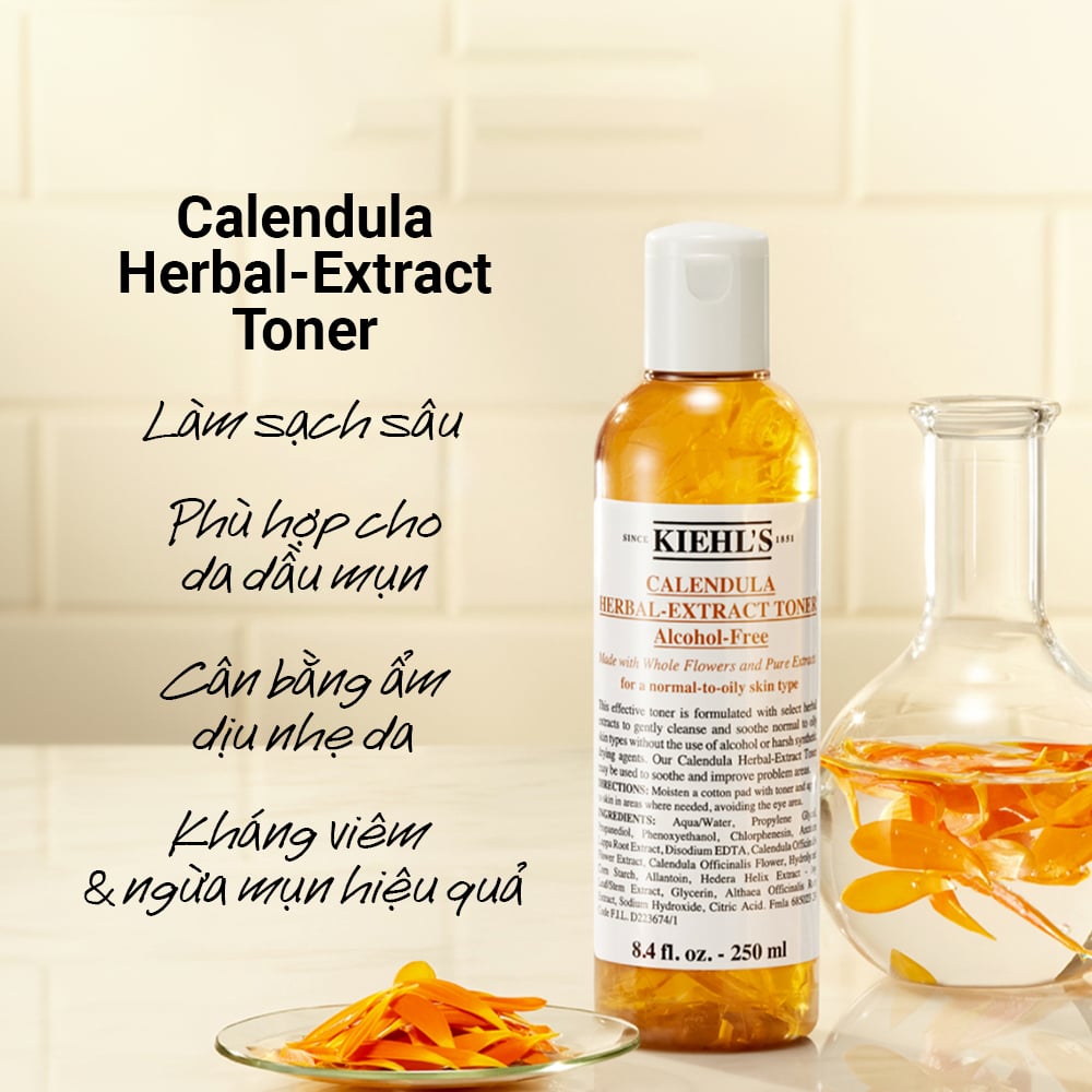 Nước Hoa Hồng KIEHL'S Calendula Herbal Extract Alcohol-Free Toner 250ml - Ảnh 3