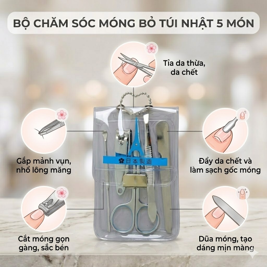 BỘ CHĂM SÓC MÓNG BỎ TÚI NHẬT 5 MÓN - Ảnh 2